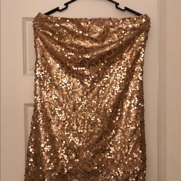 Gold Strapless Sequin Party Dress in Large - Picture 2 of 2